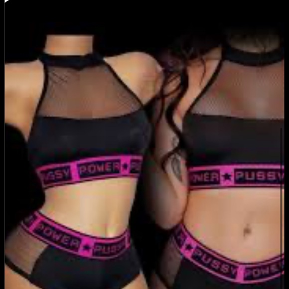 Fantasy pole dance Fetish Rave Festival Fishnet hot shorts and crop top. NWT S - Picture 2 of 8